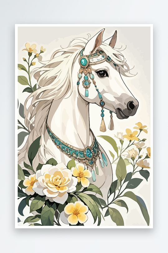 矢量彩绘插画元素马-众图网