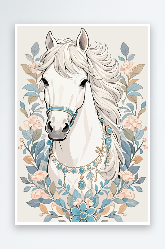 矢量彩绘插画元素马-众图网