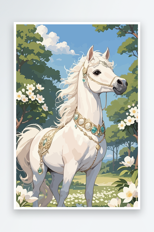 矢量彩绘插画元素马元素-众图网