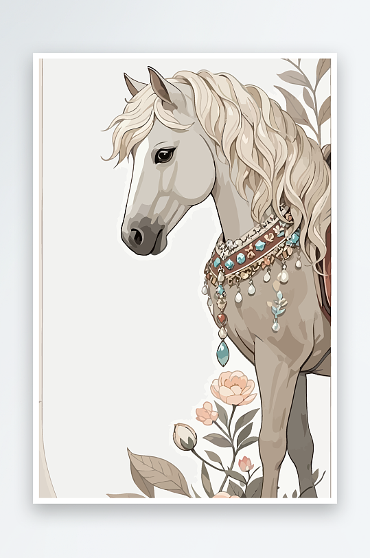 矢量彩绘插画元素马元素-众图网