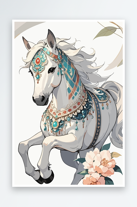 矢量彩绘插画元素马图形-众图网