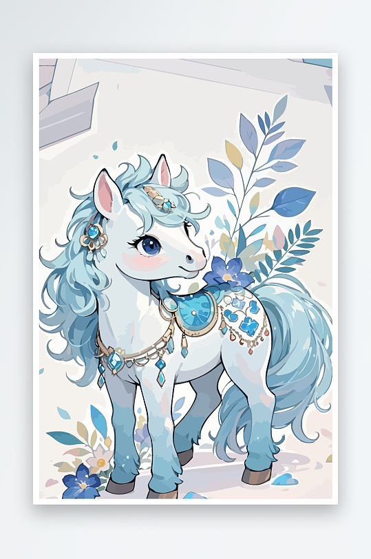 矢量彩绘插画元素马-众图网