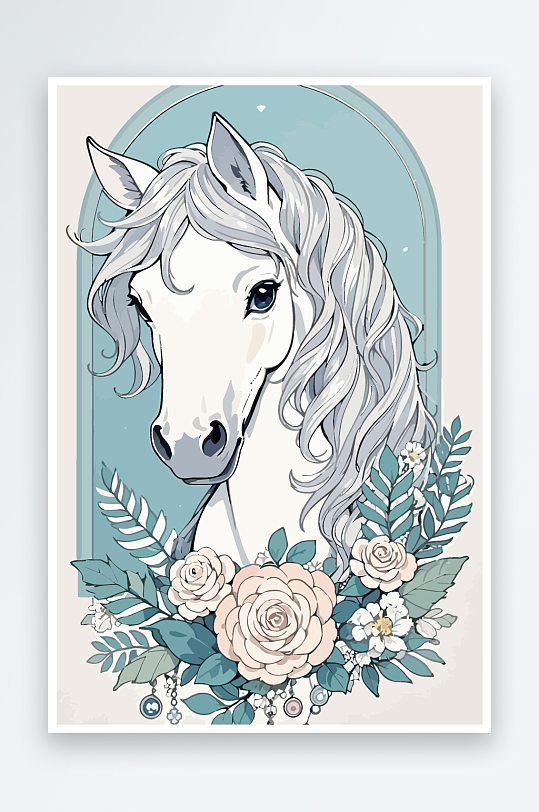 矢量彩绘插画元素马-众图网