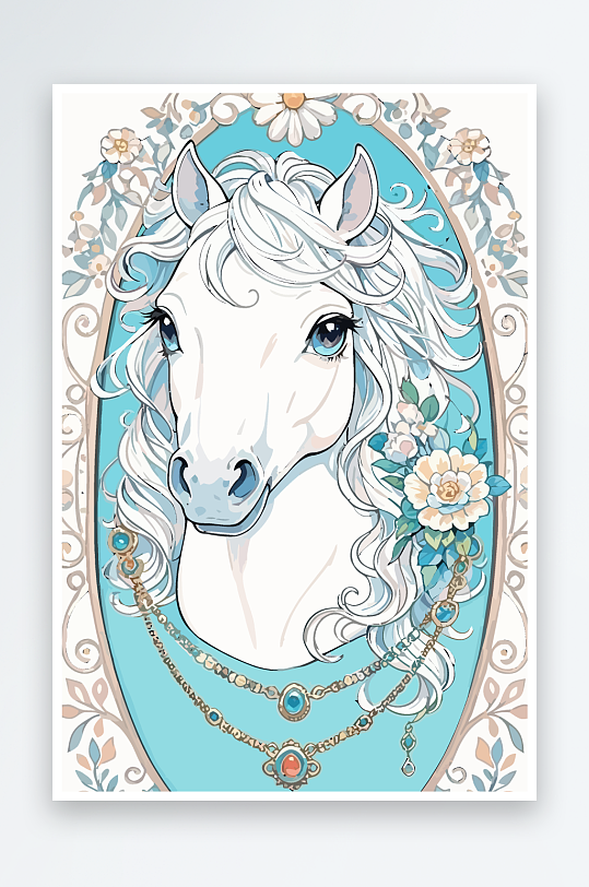 矢量彩绘插画元素马-众图网