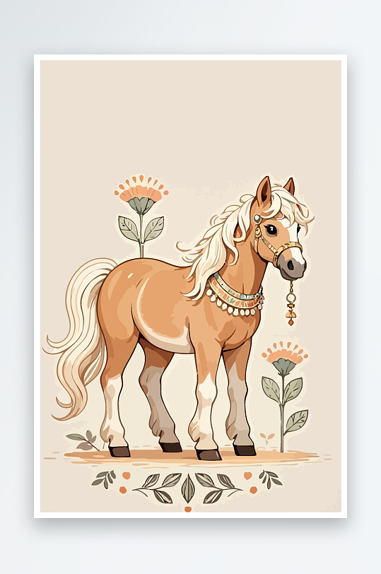 矢量彩绘插画元素马-众图网