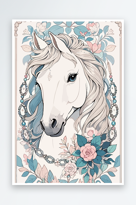 矢量彩绘插画元素马-众图网