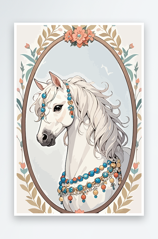 矢量彩绘插画元素马图形-众图网