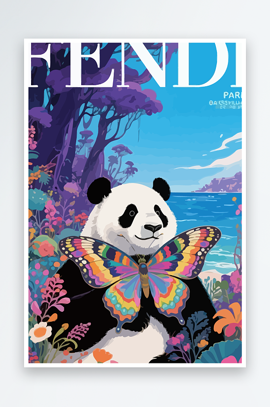 彩绘森林里的熊猫插画元素-众图网