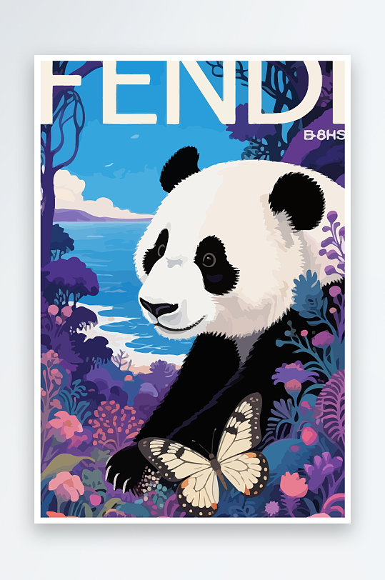 彩绘森林里的熊猫插画元素-众图网