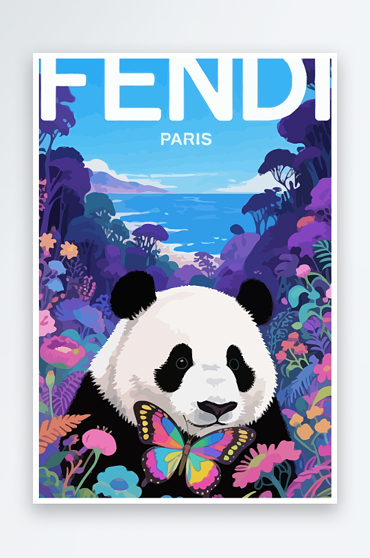 彩绘森林里的熊猫插画元素-众图网