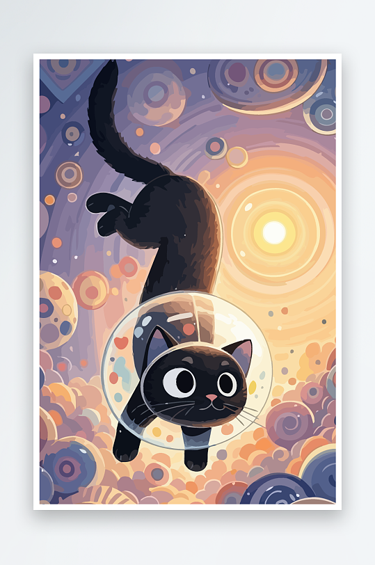 Q版太空中的猫咪-众图网