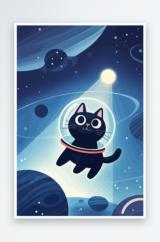 Q版太空中的猫咪-众图网