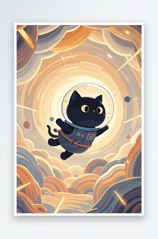 Q版太空中的猫咪-众图网