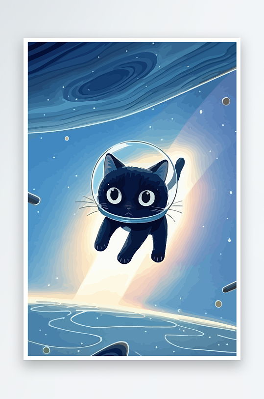 Q版太空中的猫咪-众图网