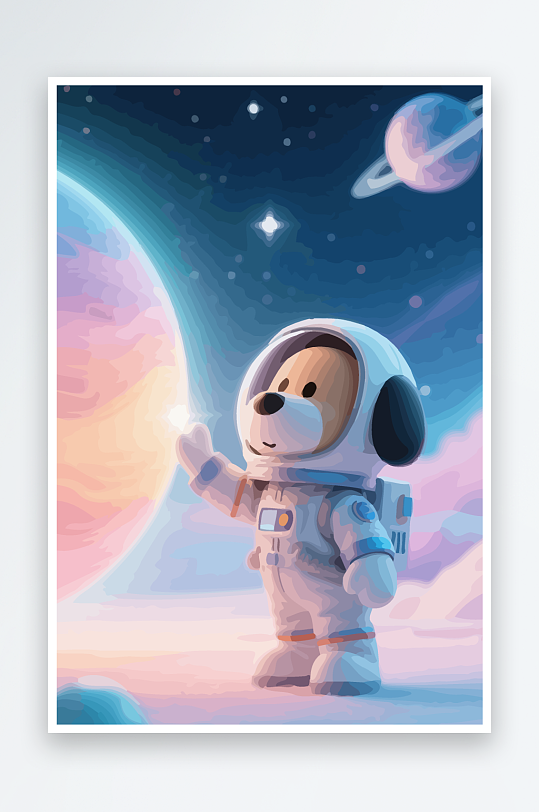 Q版太空中的小狗元素-众图网
