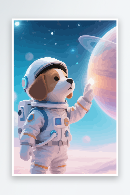 Q版太空中的小狗元素-众图网