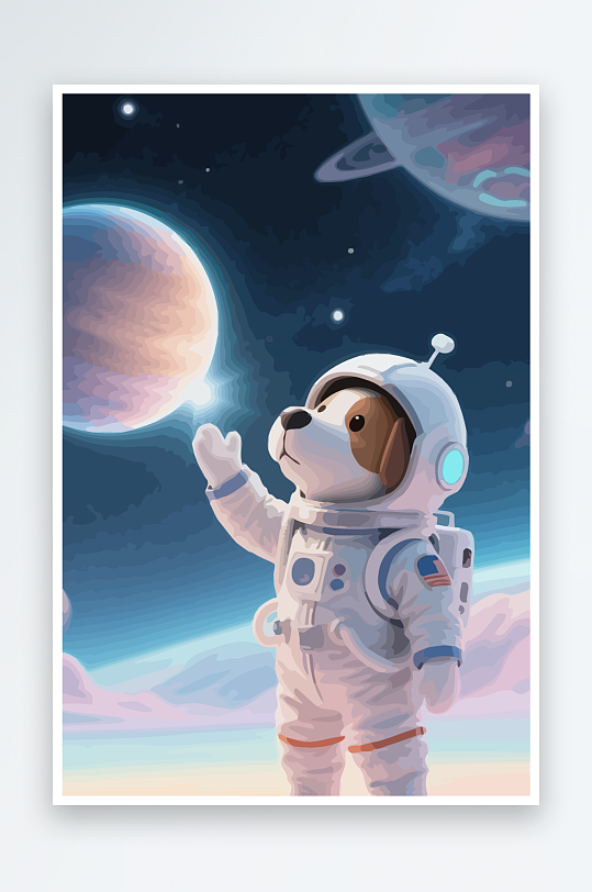 Q版太空中的小狗元素-众图网