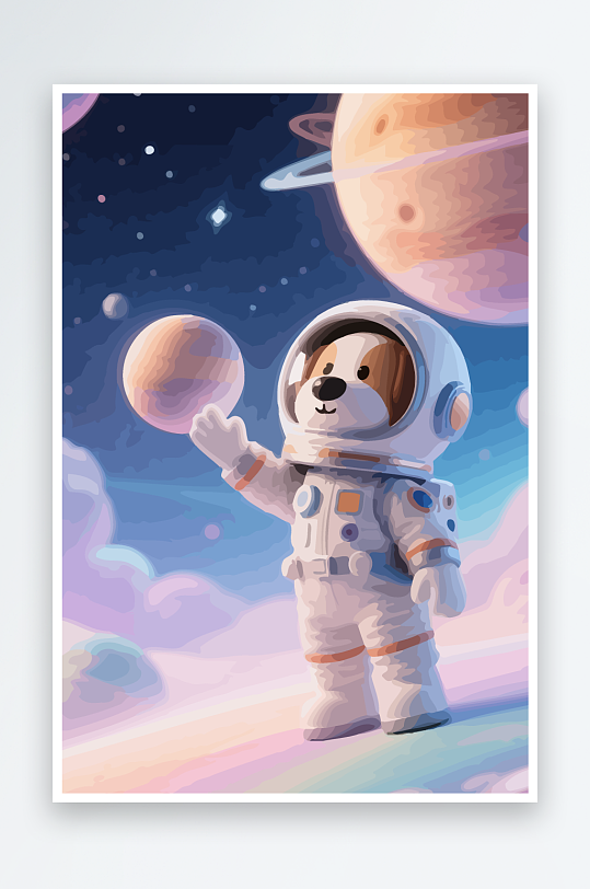 Q版太空中的小狗-众图网