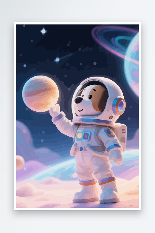 Q版太空中的小狗-众图网