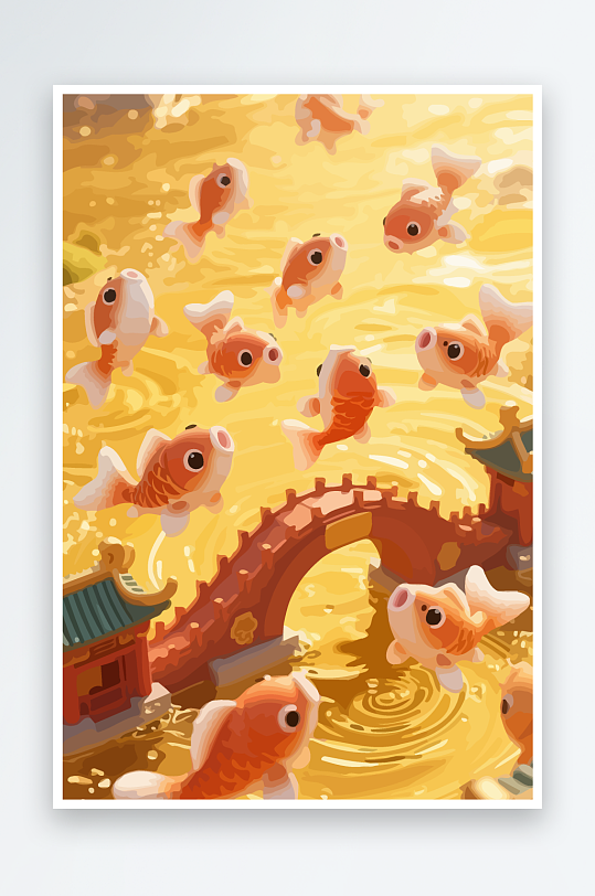 Q版卡通鲤鱼跃龙门元素-众图网
