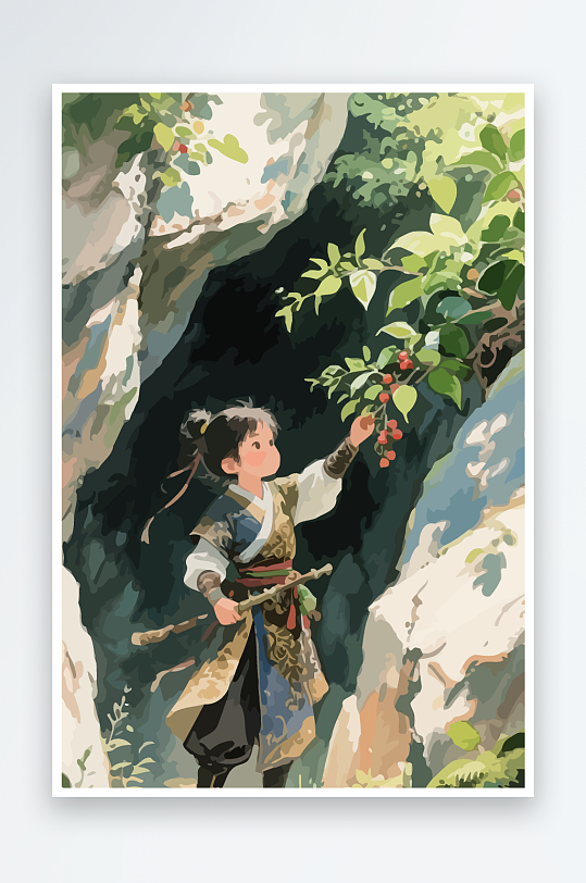 Q版卡通古风大侠插画元素-众图网