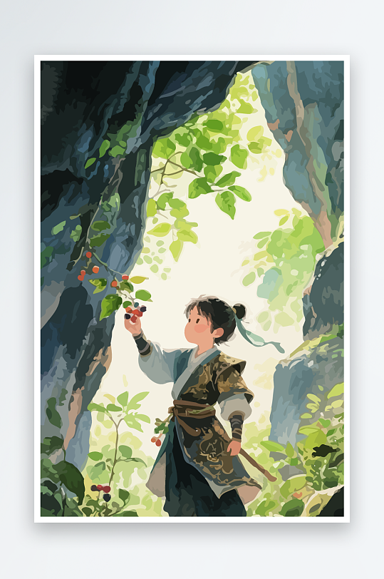 Q版卡通古风大侠插画元素-众图网