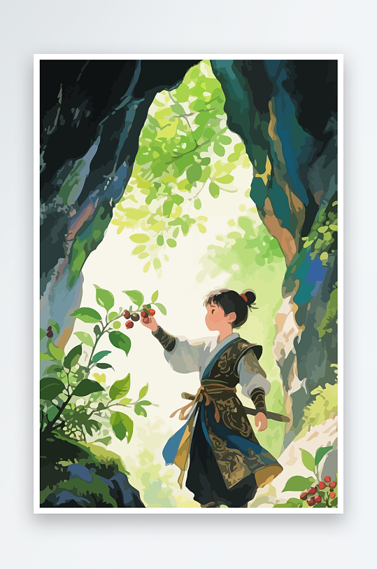 Q版卡通古风大侠插画元素-众图网