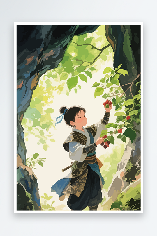 Q版卡通古风大侠插画元素-众图网