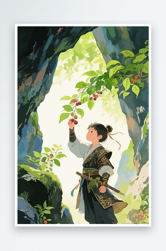 Q版卡通古风大侠插画元素-众图网