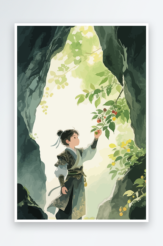 Q版卡通古风大侠插画元素-众图网