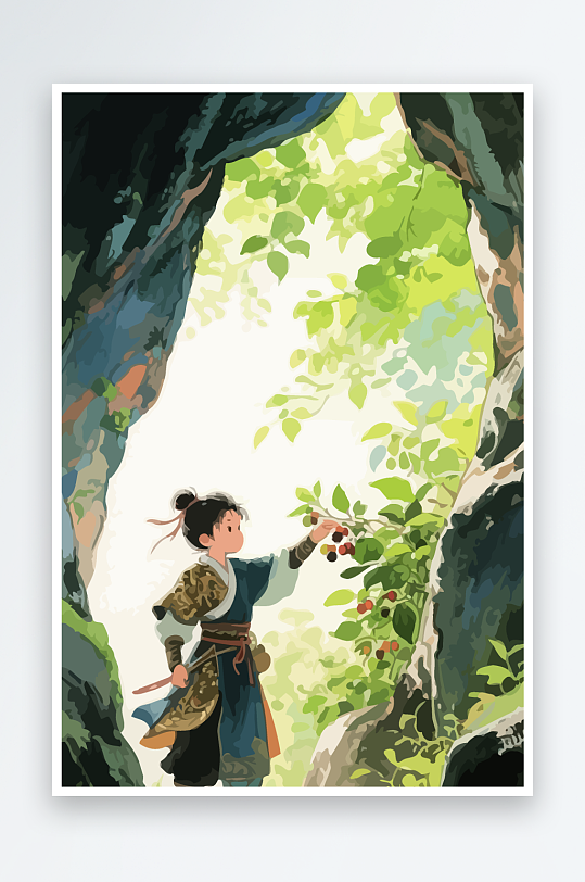 Q版卡通古风大侠插画元素-众图网