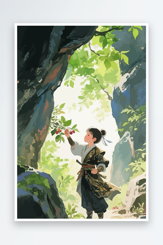 Q版卡通古风大侠插画元素-众图网