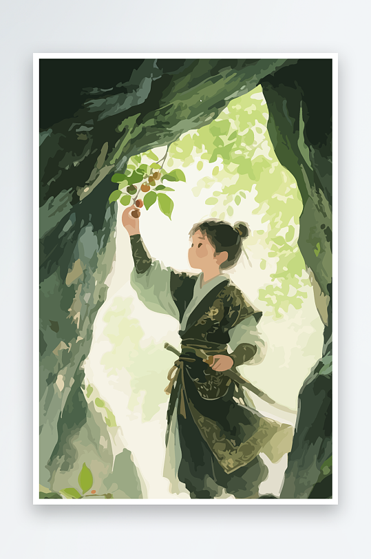 Q版卡通古风大侠插画元素-众图网