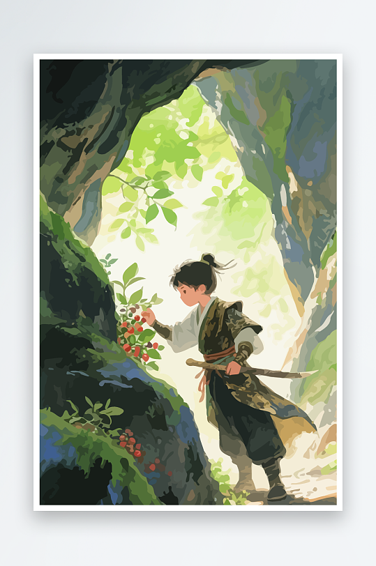 Q版卡通古风大侠插画元素-众图网