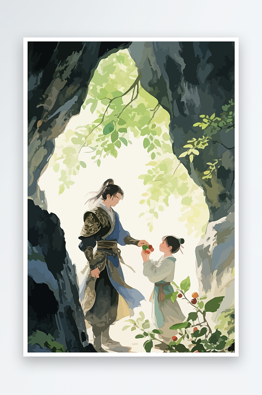 Q版卡通古风大侠插画元素-众图网