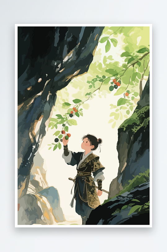 Q版卡通古风大侠插画元素-众图网