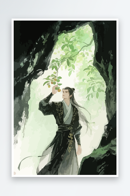 Q版卡通古风大侠插画元素-众图网