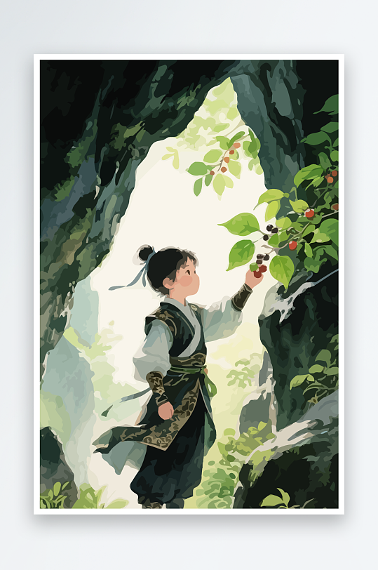 Q版卡通古风大侠插画元素-众图网