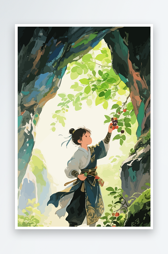 Q版卡通古风大侠插画-众图网