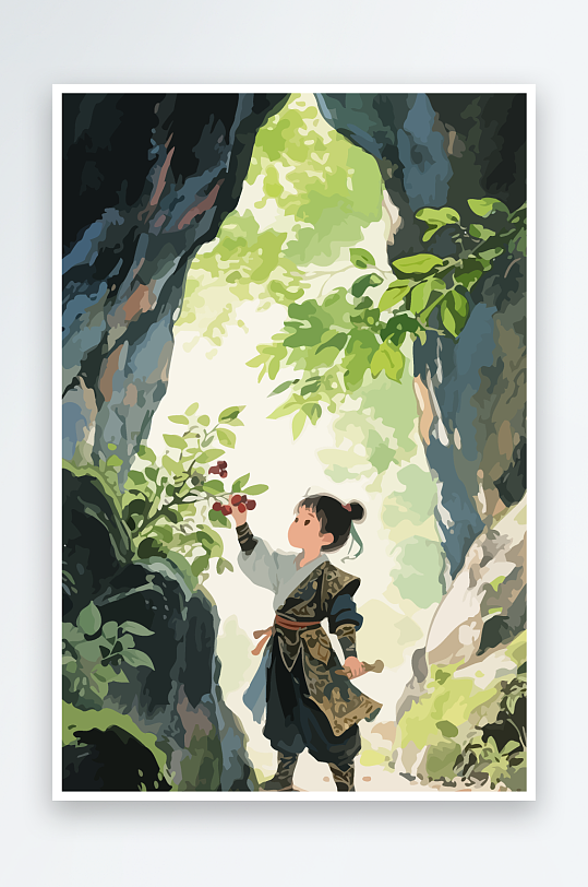 Q版卡通古风大侠插画-众图网