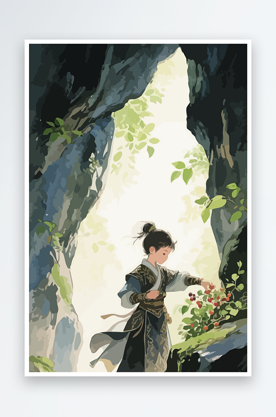 Q版卡通古风大侠插画-众图网