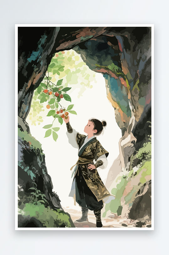 Q版卡通古风大侠插画-众图网