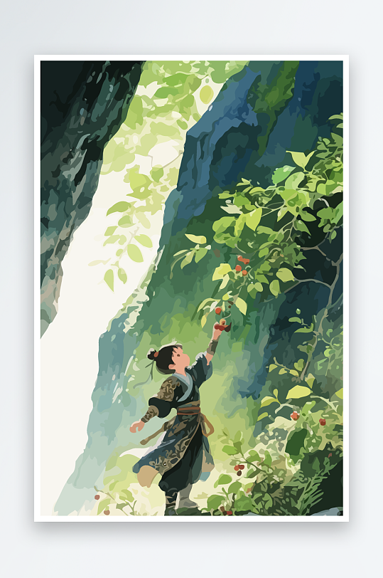 Q版卡通古风大侠插画-众图网