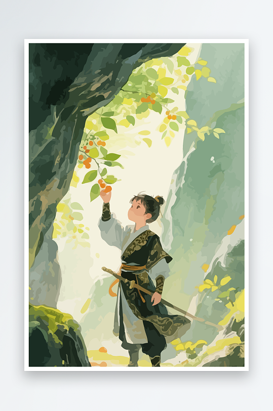 Q版卡通古风大侠插画-众图网