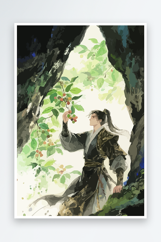 Q版卡通古风大侠插画-众图网