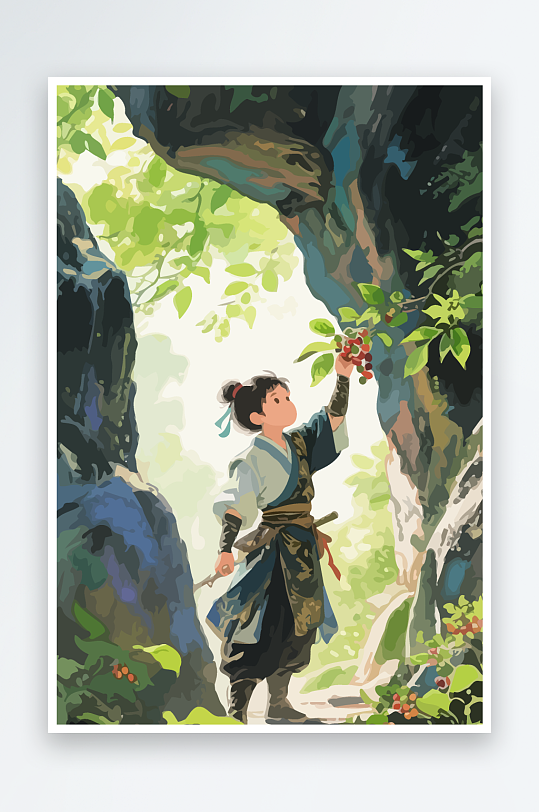 Q版卡通古风大侠插画-众图网