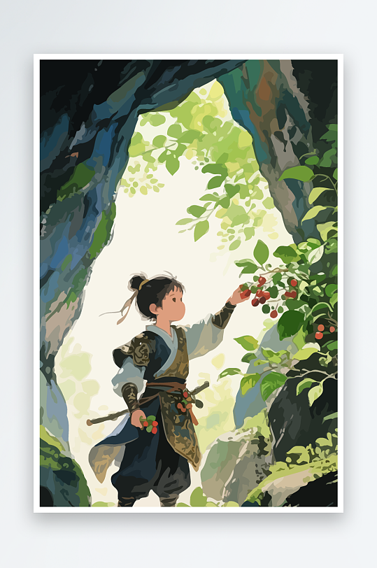 Q版卡通古风大侠插画-众图网