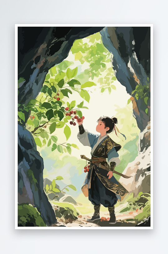 Q版卡通古风大侠插画-众图网