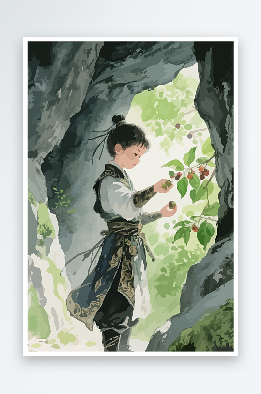 Q版卡通古风大侠插画元素-众图网