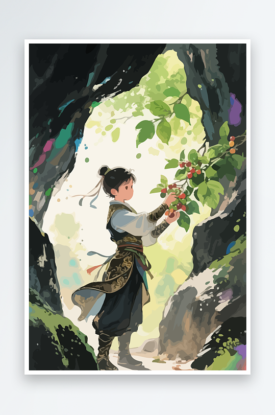 Q版卡通古风大侠插画元素-众图网